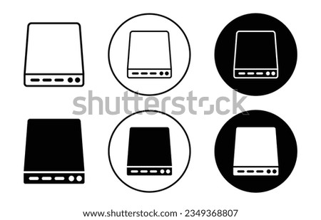 hard drive icon set. portable external computer hard disk vector symbol in black filled and outlined style.