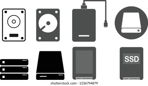 Hard Drive Icon Set Ssd Hdd Stock Vector (Royalty Free) 1536794879 ...