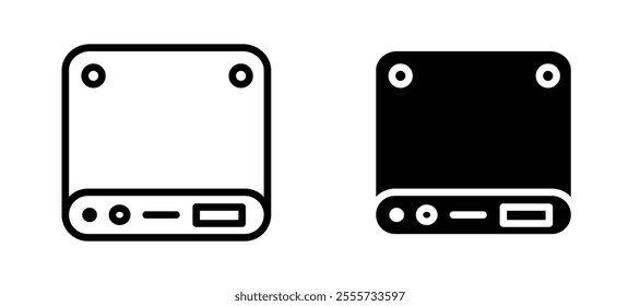 Hard drive icon symbol collection on white background.