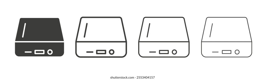 Hard drive icons collection. vector set in black color