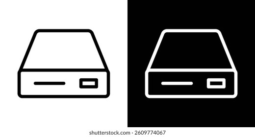 Hard drive icons vector set in stroke line style