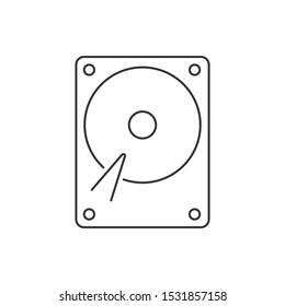Hard drive linear icon on white background