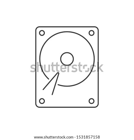 Hard drive linear icon on white background