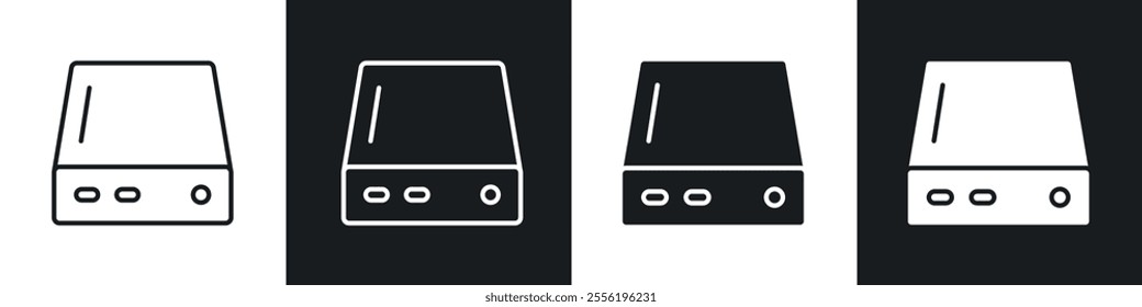 Hard drive linear icon set for app, and web design.