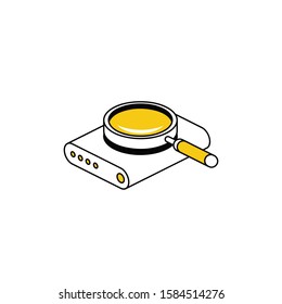 Hard drive Magnifier search. Vector line, 3d stroke isometric, color web icon, new flat style. Creative illustration design, abstract idea for infographics.
