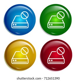Hard drive multi color gradient glossy badge icon set. Realistic shiny badge icon or logo mockup