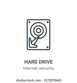 Hard drive outline vector icon. Thin line black hard drive icon, flat vector simple element illustration from editable networking concept isolated on white background