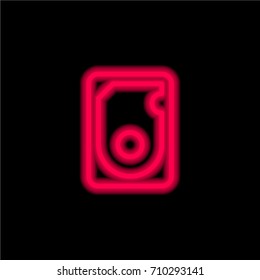 Hard drive red glowing neon ui ux icon. Glowing sign logo vector