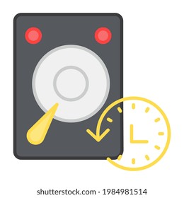Festplatte mit Nachladen-Uhr, die das Symbol für Datensicherung zeigt