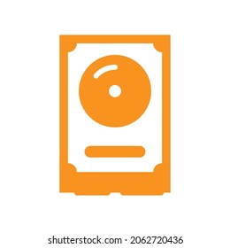 Hard drive solid icon, electronic and computer operation processing storage 4000x4000 pixel of artboard white background