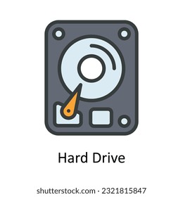 Hard Drive Vector  Fill outline Icon Design illustration. Multimedia Symbol on White background EPS 10 File