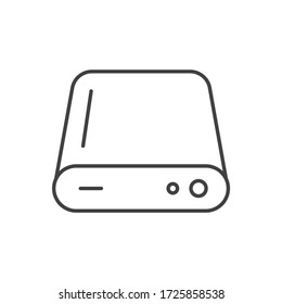 Hard drive vector icon.  Hard disk drive flat sign. Portable Power bank icon symbol pictogram