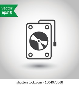 Hard drive vector icon. External hard disk icon. Hard disk drive sign. Sata flat pictogram 