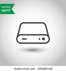Hard drive vector icon. External hard disk icon. Hard disk drive flat sign. Portable Power bank icon