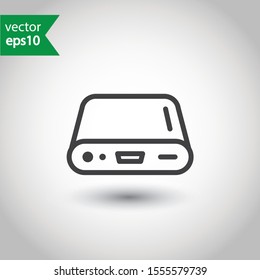 Hard drive vector icon. External hard disk icon. Hard disk drive flat sign. Portable Power bank icon