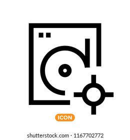 Hard Drive Vector Icon. Hardware related symbol in flat line style