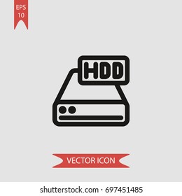 Hard drive vector icon, illustration symbol