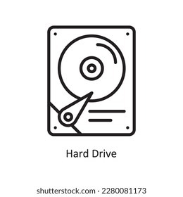 Hard Drive Vector Outline Icon Design illustration. Data Symbol on White background EPS 10 File