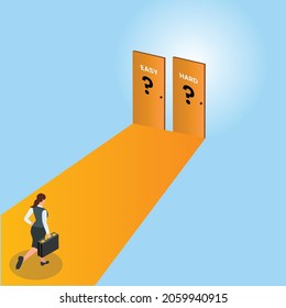 Hard and easy as a choice 3d isometric vector illustration concept for banner, website, landing page, ads, flyer template