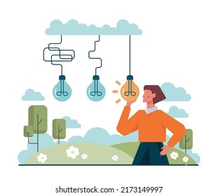 Hard or easy path choice concept. Difficult decision-making, success or failure. Two ways dilemma, difficult challenge. Flat vector illustration