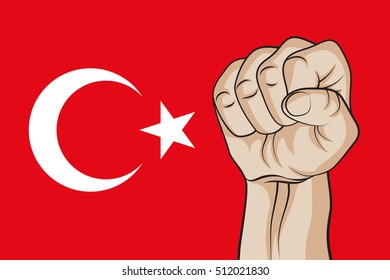 Hard fist in front of turkey flag