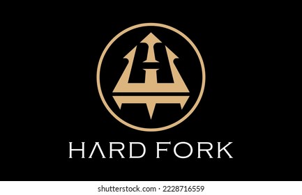 plantilla de logotipo de bifurcación dura o tridente