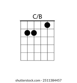 Hard guitar chord chart, icon vector template, C slash B.