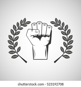 hard hand sport emblem laurel branch vector illustration eps 10