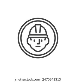 Hard Hat Area line icon. linear style sign for mobile concept and web design. Person wearing a hard hat outline vector icon. Symbol, logo illustration. Vector graphics