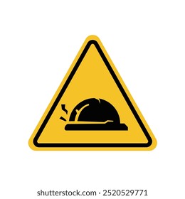 hard hat area warning sign on yellow triangle board. Suitable for posters and web icons