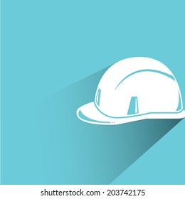 hard hat, blue background, flat and shadow theme