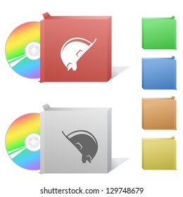Hard hat. Box with compact disc.
