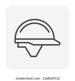 Hard hat or bump cap vector icon. That is type of helmet component of personal and protective equipment (PPE). For industrial or construction site to protect head from injury. 64x64 pixel icon.