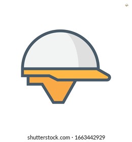 Hard hat or bump cap vector icon. That is type of helmet component of personal and protective equipment (PPE). For industrial or construction site to protect head from injury due to falling object.