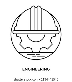 Hard hat with cog wheel representing engineering icon 