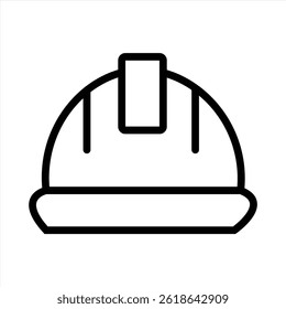 hard hat , construction helmet , safety helmet line icon vector on white background.	
