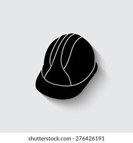 Hard Hat Construction Icon with shadow on a grey background