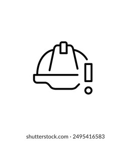 Hard hat and exclamation mark. Construction work safety, emergency warning. Pixel perfect vector icon