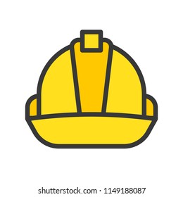 Hard hat, Filled outline icon, carpenter and handyman tool and equipment set