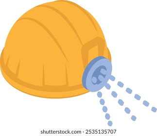 Sombrero duro con el concepto isométrico de la linterna, diseño del icono del color del Vector del montaje ligero del casco, símbolo de los servicios de mantenimiento de la reparación, muestra casera de la remodelación, edificio e ilustración de la construcción