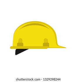 Hard hat flat unifrom engineering construction repair vector icon. Yellow safety cap equipment symbol plastic tool