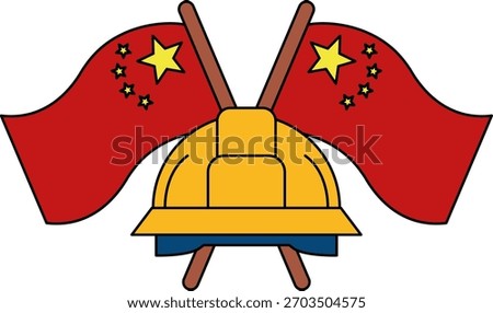 hard hat in front of the chinese flag