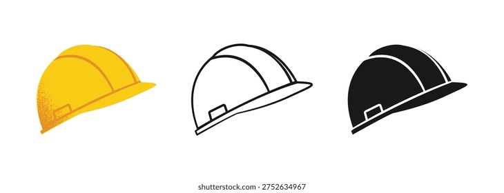 Hard Hat Front View Icon Set. Safety Helmet for Construction Site Worker, Builder, and Industrial Protection. - Powered by Shutterstock - Get 15% off with code: PIKWIZARD15