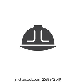 A hard hat front view vector icon. filled flat sign for mobile concept and web design. Safety Helmet glyph icon. Head protection symbol, logo illustration. Vector graphics