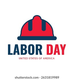 Hard hat and helmet graphic with bold Labor Day text