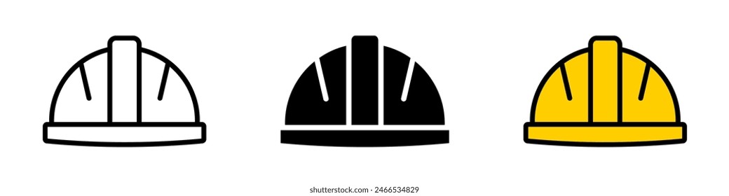 Hard hat helmet icon. Construction vector illustration. Engineer symbol. Industrial equipment icons isolated.
