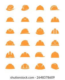 Ícone de capacete de chapéu duro logotipo definir cabeça amarela