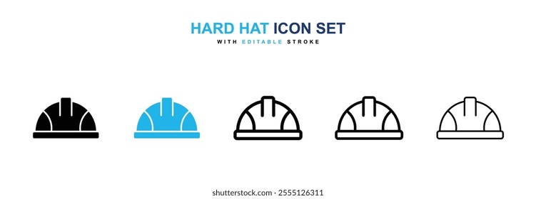 Hard hat icon collection in black and blue colors