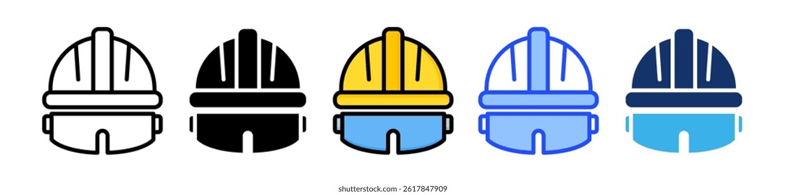 Hard Hat Icon Collection With Multiple Styles