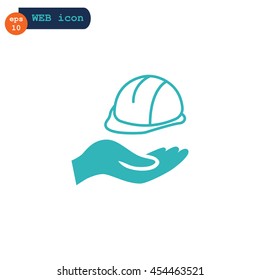  hard hat icon flat .